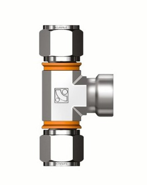 VIS-LOK Union Female Tee 316 Stainless Steel - Metric Tube x BSPT