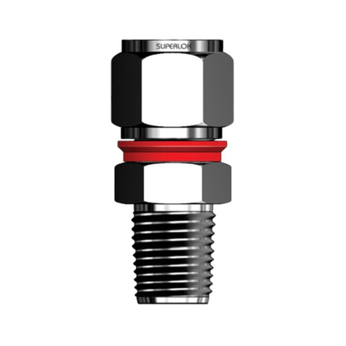 VIS-LOK Male Connector Bored-Through 316 Stainless Steel - Imperial Tube x BSPT VIS-LOK Male Connector Bored-Through 316 Stainless Steel - Imperial Tube x BSPT