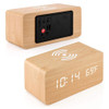 Wooden Phone Charger & Digital LED Alarm Clock in Light Wood at Virginia & Rook