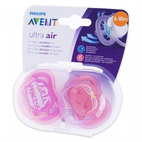 Chupete silicona avent ultra air 6-18 m niña