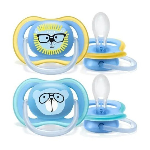 Chupete silicona avent ultrair deco 6-18 m azul