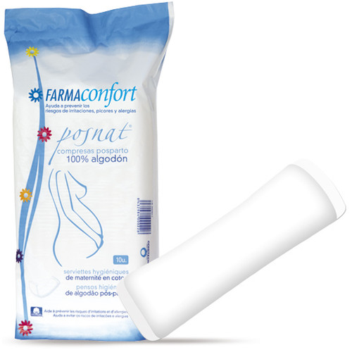 Compresas para después del parto de algodón farmaconfort posnat 10 U
