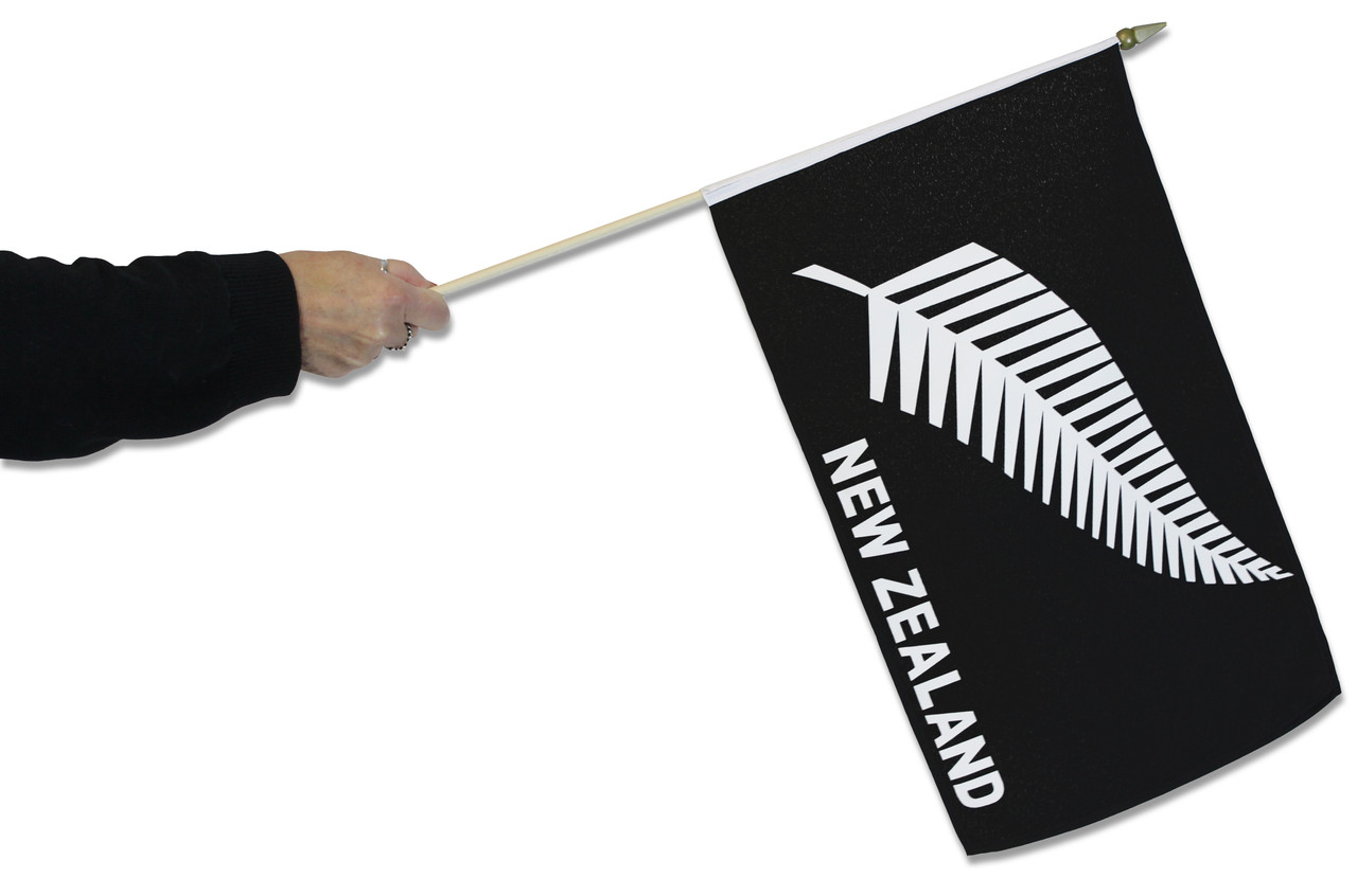 New Zealand Silver Fern Waving Flag Buy New Zealand Fern Hand Flags at Flag and Bunting Store