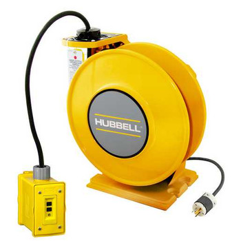 ACA12325-DR20
 | Yellow Industrial Reel with Yellow Portable Outlet Box, GFCI Module and (1) 20A Duplex Receptacle, UL Type 1, 25 Ft, #12/3 SJO, 20 A, 250 VAC | Gleason Reel / Hubbell