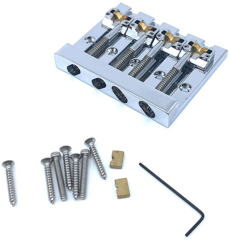 Hipshot KickAss 4 String Bass Bridge | Chrome