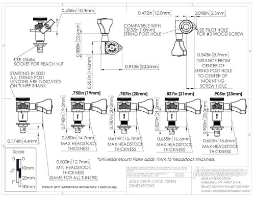 Hipshot Grip-Lock Locking Tuners in Chrome | 3x3 | Open Back