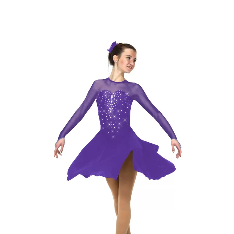 Solitaire D22016 Purple Sweetheart Neckline Dress for Skating