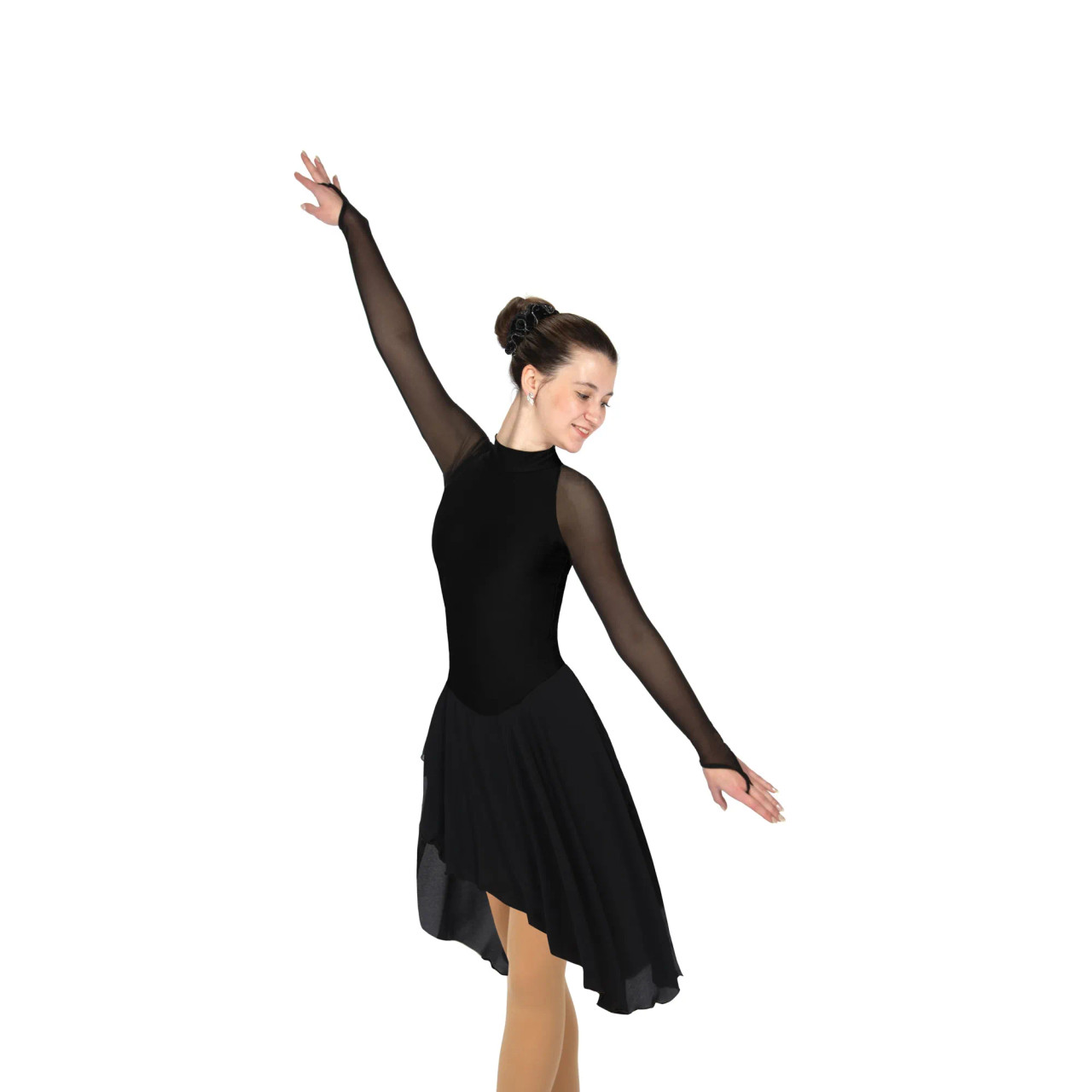 Solitaire Style D22017 High Neck Dress with Sleeves - Black