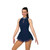 Solitaire Style F22008 Mesh Keyhole Dress- Navy