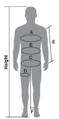 OMP Kart Suit Size Diagram