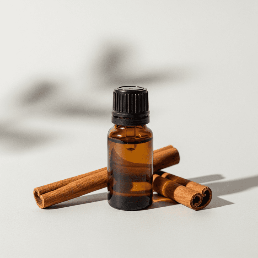 Cinnamon bark essential oil for diffusers and seasonal natural scents.