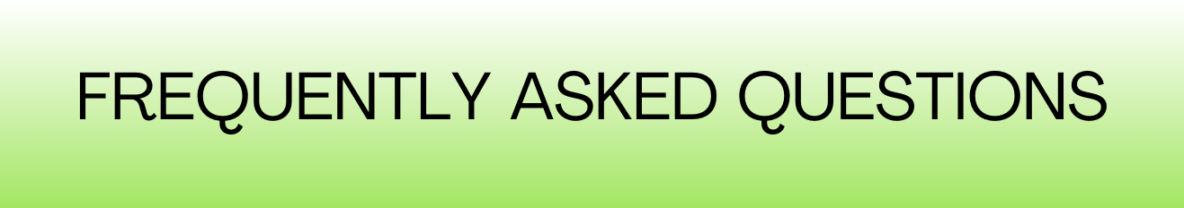 Banner with gradient green background displaying ‘FREQUENTLY ASKED QUESTIONS’