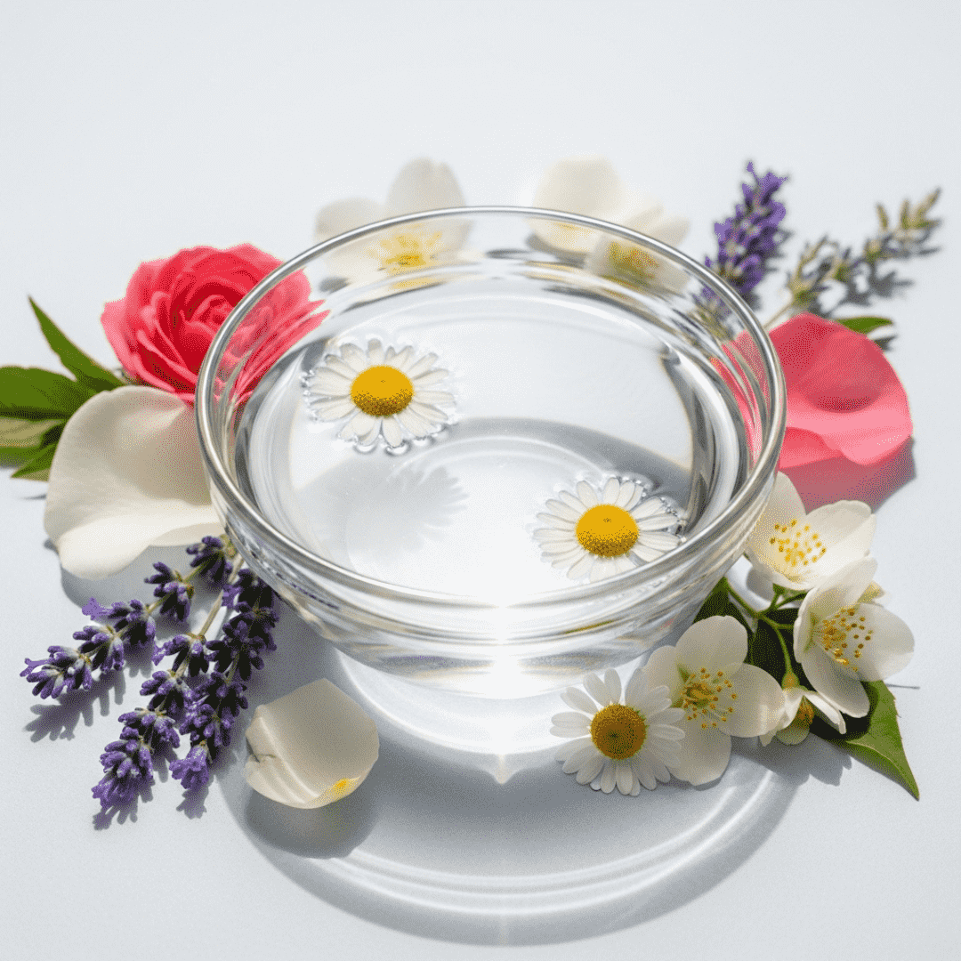 Hydrating floral waters and hydrosols for cosmetic and skincare bases.