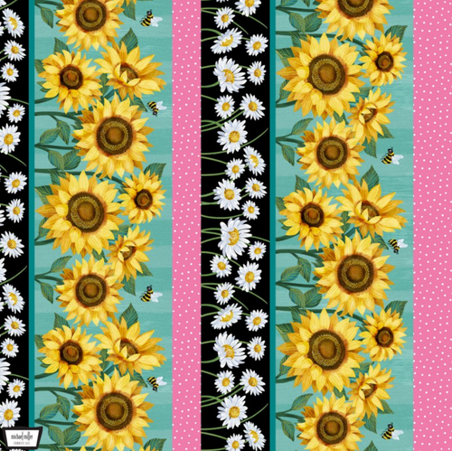 Let the Sun Shine Stripe; By Monkey Mind Design; Michael Miller Fabrics; Hello Sunshine, from Monkey Mind Designs, symbolizes optimism, positivity and joy with this stylish sunflower. An inspiration flower for many artists, the sunflower also looks like the sun - that’s where the phrase “Hello Sunshine” comes from.  Yellow is psychologically the happiest Machine wash cold with like colors. do not use chlorine bleach. tumble dry low setting. remove promptly. use warm iron if necessary.