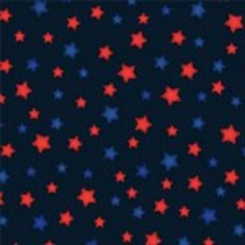 Red and blue pin dots on navy by Michael Miller, 100% cotton, 45” wide.
