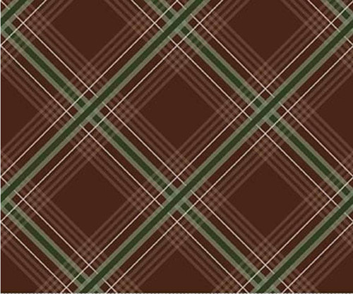 Majestic Mountain Brown plaid with green cross hatching by Benartex, 44” wide, 100% cotton