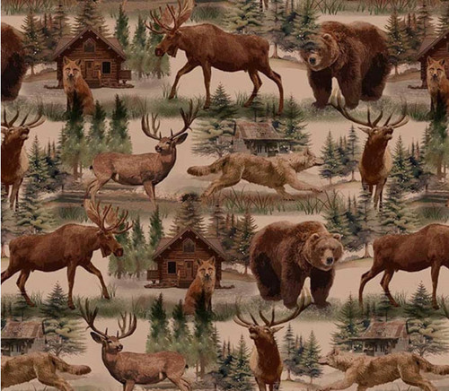 Majestic Mountain Multi Forrest Animals by Benartex, 44” wide, 100% cotton