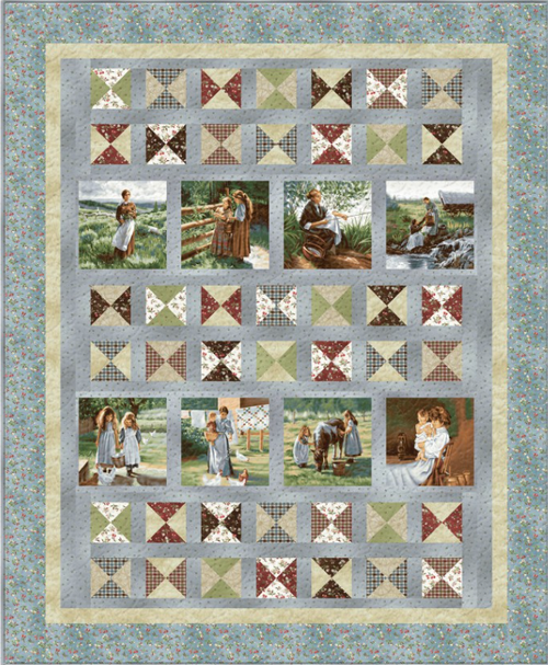 EE Schenck; Kit Pioneer Spirit; Times Turn Quilt Kit; Designer: Tom Browning; Finished size: 54" x 65-1/2"; Includes fabric for quilt top & binding, plus the pattern; Vendor: Maywood Studio; Designer: Tom Browning; Genre: Western; 100% Cotton