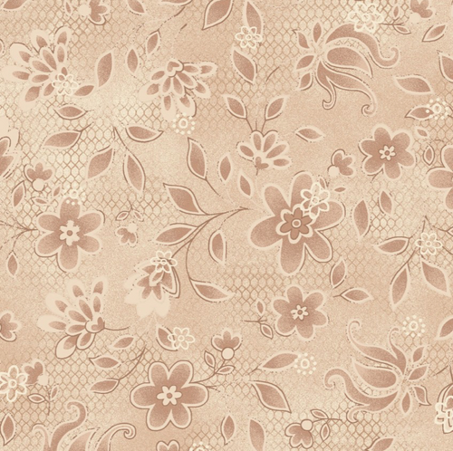 Tickled Pink Assortment; tan floral; Henry Glass; Designer: Janet Nesbitt; 100% cotton; 43/44" wide