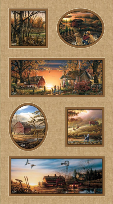 Homestead Retreat Panel; Designer: Terry Redlin; Vendor: Benartex; Color: Natural/Multi; Genre: Farm, Landscape; 100% Cotton; 42/43" wide