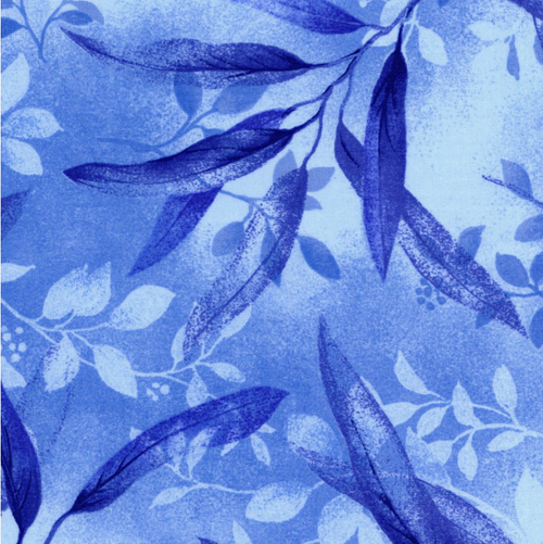 Rejuvenation Gentle Leaves Blue; Vendor: Maywood Studio; Genre: Leaves, Tonals; 100% Cotton; 44/45" width