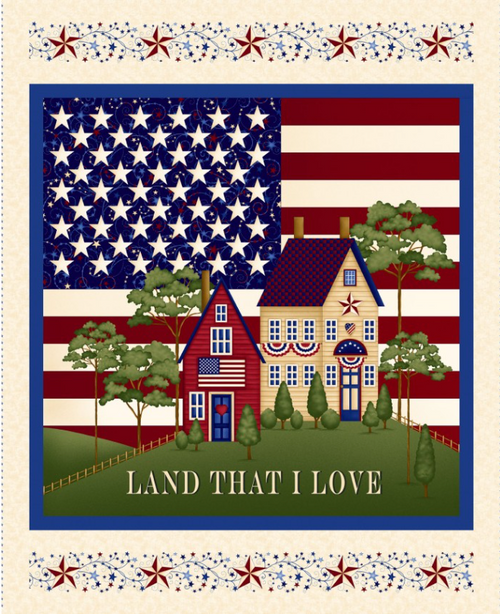 Land That I Love Panel; Vendor: Henry Glass; Genre: Americana, Holiday - Other, Patriotic; 100% Cotton; 43/44" width