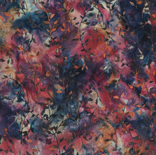 Bali Batik Delicate Vine Gemstone; Hand-dyed in Bali featuring using original Hoffman design; 44/45" Wide; 100% Cotton