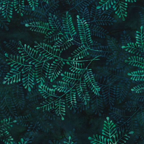 Bali Batik Delicate Vine Mallard; Hand-dyed in Bali featuring using original Hoffman design; 44/45" Wide; 100% Cotton