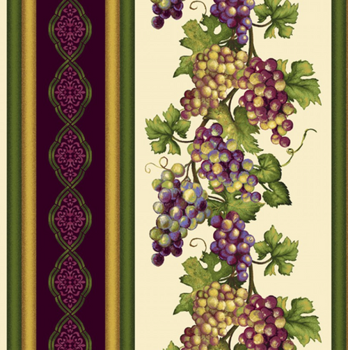 Vineyard Grapevine; Vendor: Studio E Fabrics, Schenck; Designer: Geoff Allen; Color: Wine/Harvest; Genre: Food & Drink; 43/44" Wide; 100% Cotton