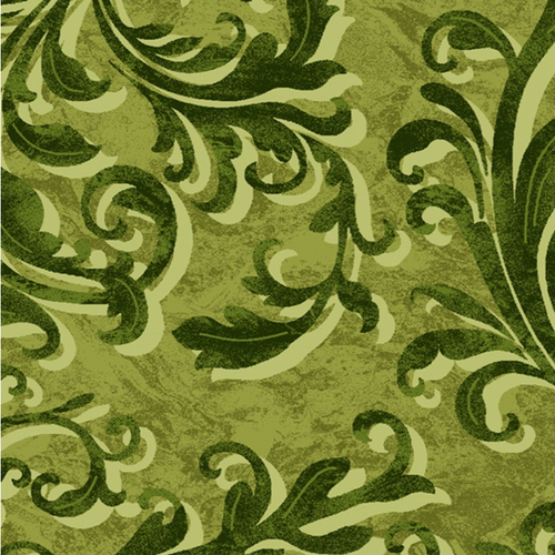 Vineyard Flourish Filigree; Vendor: Studio E Fabrics, Schenck; Designer: Geoff Allen; Color: Forest; Genre: Filigree; 43/44" Wide; 100% Cotton