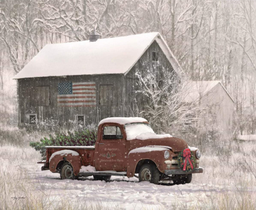 Christmas Memories Tree Farm Truck Panel; Riley Blake Designs; 100% Cotton, Width: 43"/44"