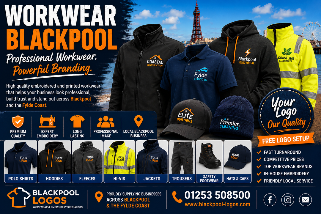 Workwear Blackpool – Premium Embroidered Workwear for Businesses Across the Fylde Coast