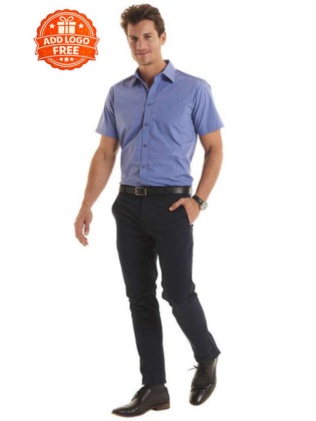 Men’s Short Sleeve Poplin Shirt | Smart Workwear & Embroidered Uniform Shirts UK