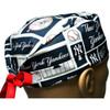 Men's New York Yankees NEW Squares Surgical Scrub Hat, Semi-Lined Fold-Up Cuffed (shown) or No Cuff, Handmade, MADE IN FABRIC SWATCH SHOWN