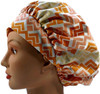 Women's Sorbet Chevron Bouffant, Pixie or Ponytail Surgical Scrub Hat, Adjustable, Handmade