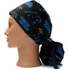 Women's Carolina Panthers Bouffant, Pixie or Ponytail Surgical Scrub Hat, Adjustable, Handmade