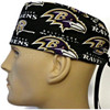 Men's Baltimore Ravens Black Surgical Scrub Hat, Semi-Lined Fold-Up Cuffed (shown) or No Cuff, Handmade