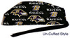 Men's Baltimore Ravens Black Surgical Scrub Hat, Semi-Lined Fold-Up Cuffed (shown) or No Cuff, Handmade