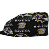 Men's Baltimore Ravens Black Surgical Scrub Hat, Semi-Lined Fold-Up Cuffed (shown) or No Cuff, Handmade