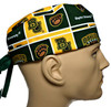 Men's Baylor Squares Surgical Scrub Hat, Semi-Lined Fold-Up Cuffed (shown) or No Cuff, Handmade (made in swatch shown-  new print)