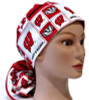 Women's Wisconsin Badgers Squares Ponytail Surgical Scrub Hat, Plain or Fold-Up Brim Adjustable, Handmade