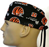 Men's Cincinnati Bengals Surgical Scrub Hat, Semi-Lined Fold-Up Cuffed (shown) or No Cuff, Handmade