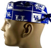 Men's Kentucky Wildcats Squares Surgical Scrub Hat, Semi-Lined Fold-Up Cuffed (shown) or No Cuff, Handmade