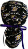 Women's Baltimore Ravens Black Ponytail Surgical Scrub Hat, Plain or Fold-Up Brim Adjustable, Handmade