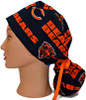 Women's Chicago Bears Navy Ponytail Surgical Scrub Hat, Plain or Fold-Up Brim Adjustable, Handmade