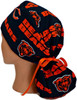 Women's Chicago Bears Navy Ponytail Surgical Scrub Hat, Plain or Fold-Up Brim Adjustable, Handmade