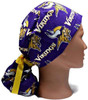 Women's Minnesots Vikings Mascot Ponytail Surgical Scrub Hat, Plain or Fold-Up Brim Adjustable, Handmade