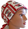 Women's Wisconsin Badgers Pixie Surgical Scrub Hat, Fold-Up Style, Adjustable with Elastic and Cord-Lock or Ribbon,  Handmade, (Made in fabric swatch shown)