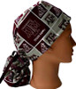Women's Texas A&M Squares Ponytail Surgical Scrub Hat, Plain or Fold-Up Brim Adjustable, Handmade