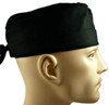 Men's Black Solid Surgical Scrub Hat, Semi-Lined Fold-Up Cuffed (shown) or No Cuff, Handmade